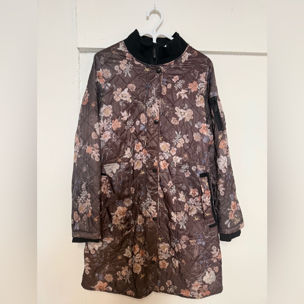 BLU9 Lightweight Brown Floral Quilted Jacket